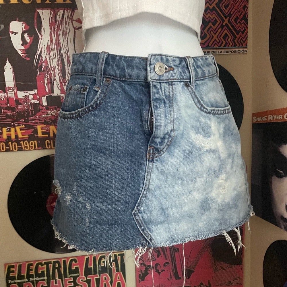 Urban Outfitters xs half and half light acid wash and dark wash denim skirt